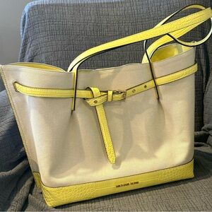 Michael Kors Vibrant Yellow and Cream Tote